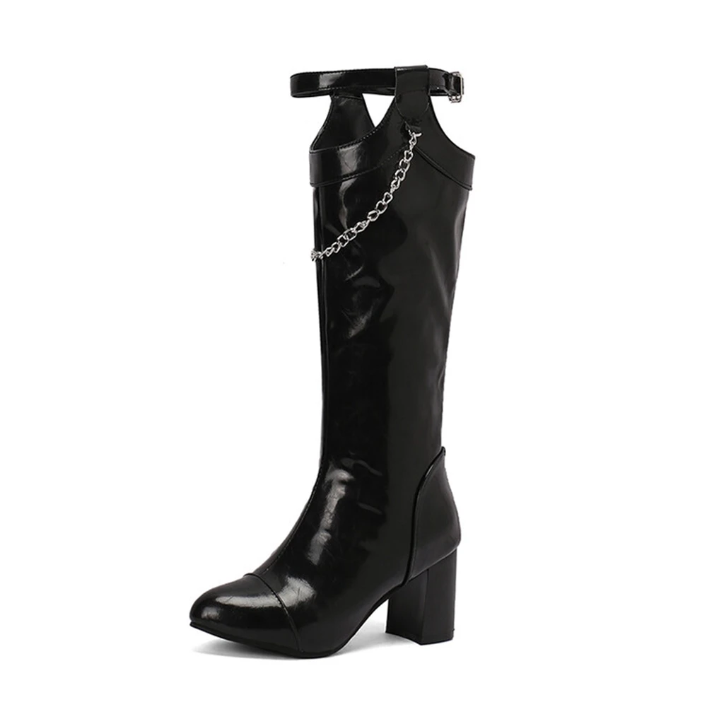 Botas De Mujer Design Knee High Boots WomenPointed Toe high Heels Zipper Chain Metal Decor Plus Size 47 48 Fashion Booties 749
Botas De Mujer Design Knee High Boots WomenPointed Toe high Heels Zipper Chain Metal Decor Plus Size 47 48 Fashion Booties 749
