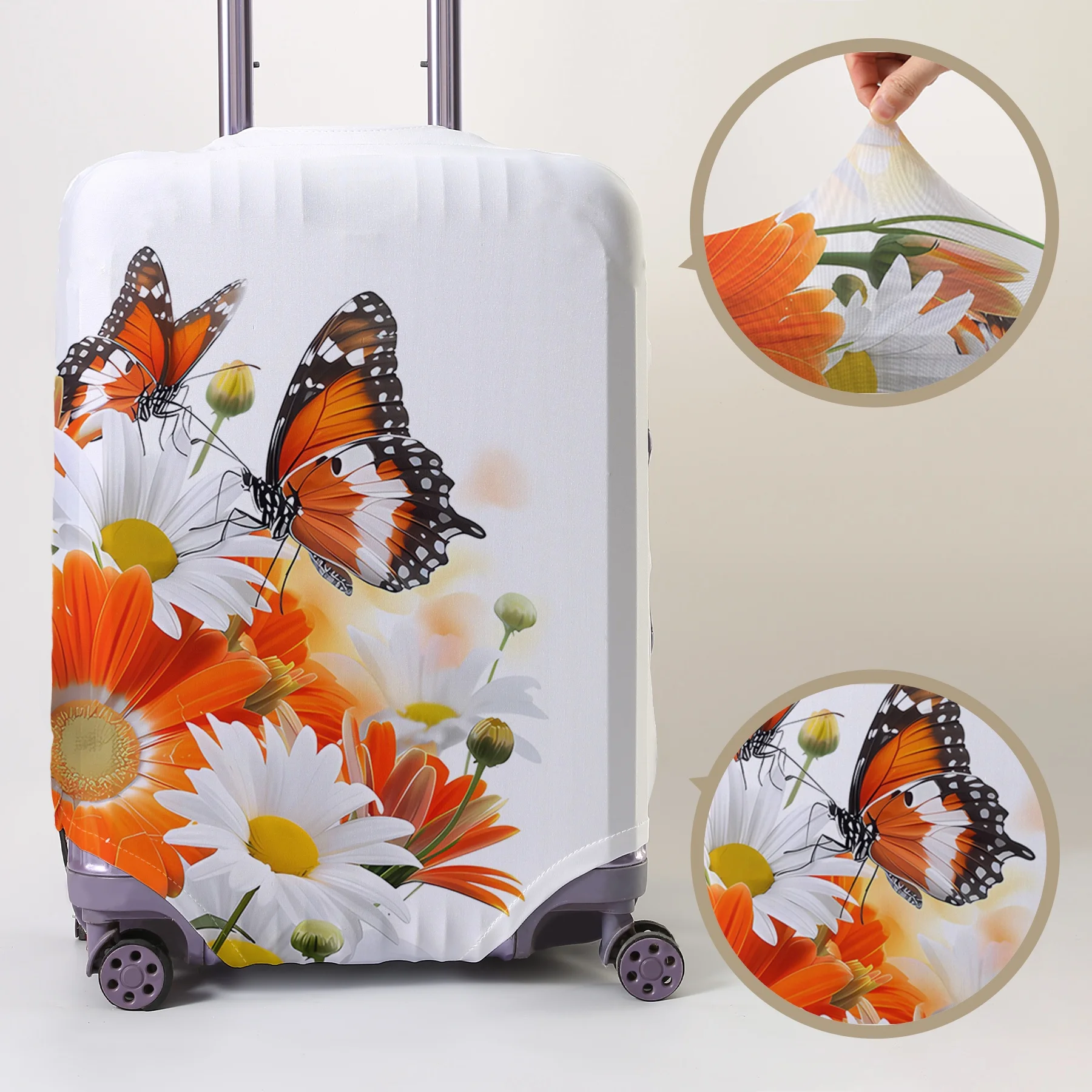 Realistic style emperor butterfly and daisy pattern luggage protection case, suitable for 18-32 inch luggage cases, luggage hand
Realistic style emperor butterfly and daisy pattern luggage protection case, suitable for 18-32 inch luggage cases, luggage hand