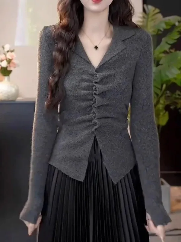 ay Long Sve Knitted Top Women's Spring plus Size Slimming Base irt Folded Waist Design Commute Sle Faionable Inner...
ay Long Sve Knitted Top Women's Spring plus Size Slimming Base irt Folded Waist Design Commute Sle Faionable Inner...