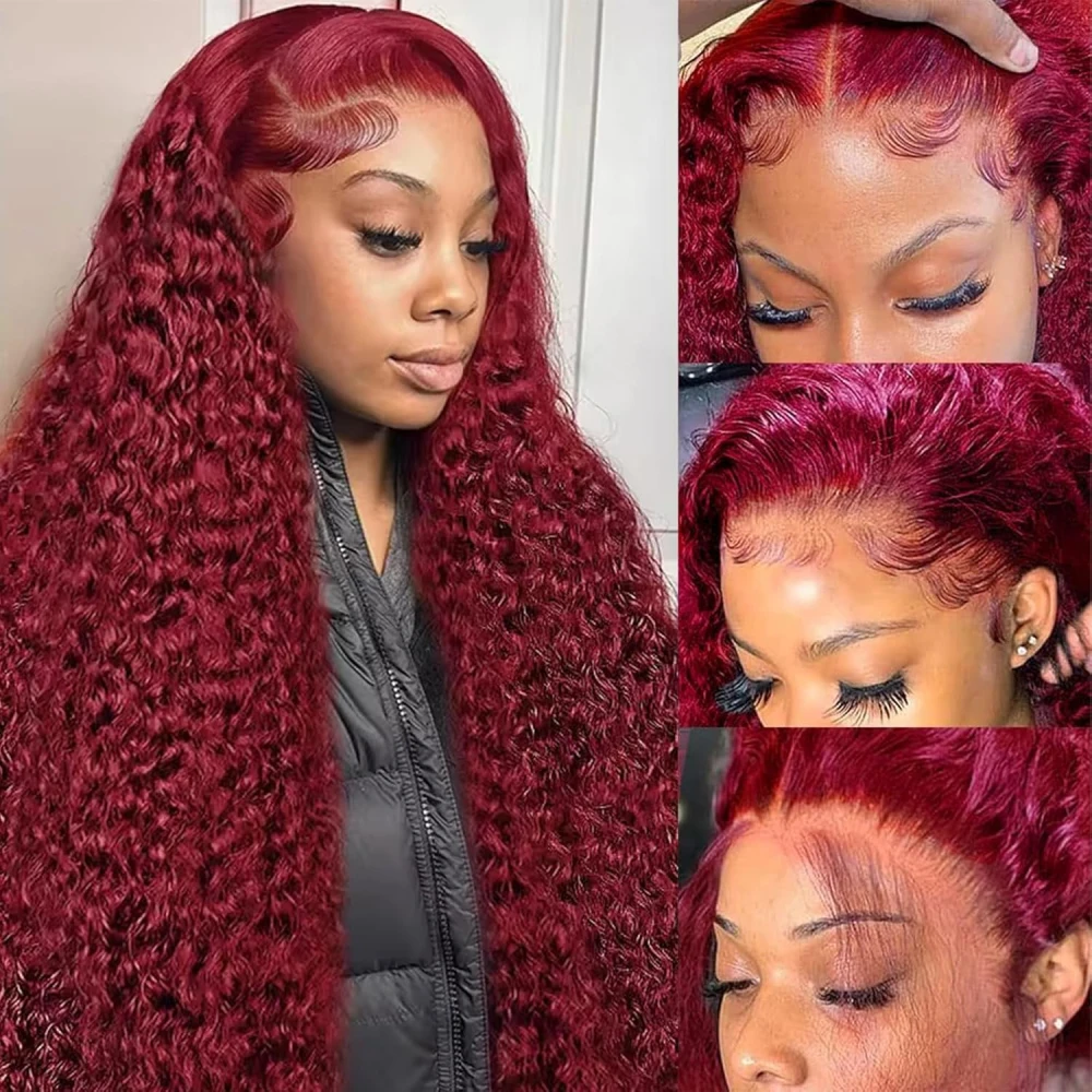HD Transparent Lace 99J Deep Wave Lace Frontal Wig 200 Density 13x4 13x6 Full Frontal Lace Wigs Burgundy Colored Human Hair Wig
HD Transparent Lace 99J Deep Wave Lace Frontal Wig 200 Density 13x4 13x6 Full Frontal Lace Wigs Burgundy Colored Human Hair Wig