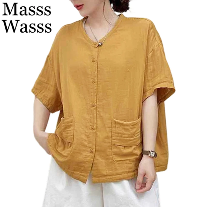 Masss Wasss 2026 Korean Design Loose Soild Shirts Womens Summer Fashion Classic Elegant Tops Ladies Vintage Cotton Linen Blouses
Masss Wasss 2026 Korean Design Loose Soild Shirts Womens Summer Fashion Classic Elegant Tops Ladies Vintage Cotton Linen Blouses