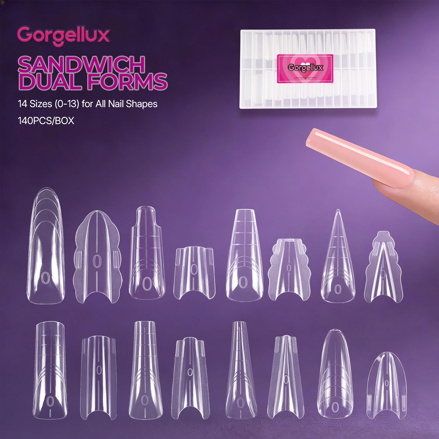 140/280pcs Gorgellux Sandwich Dual Forms Clear PP Oval Square Stiletto Ballet Cost Effective Salon Gel Nail Extensions DIY Salon
140/280pcs Gorgellux Sandwich Dual Forms Clear PP Oval Square Stiletto Ballet Cost Effective Salon Gel Nail Extensions DIY Salon