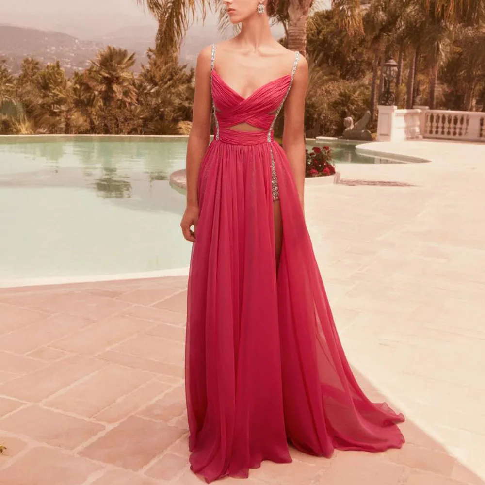 Customized Modest Crop Top vestidos de gala Spaghetti Strap A Line Evening Party Gown with Split Bead Pleat Summer Maxi Dress
Customized Modest Crop Top vestidos de gala Spaghetti Strap A Line Evening Party Gown with Split Bead Pleat Summer Maxi Dress