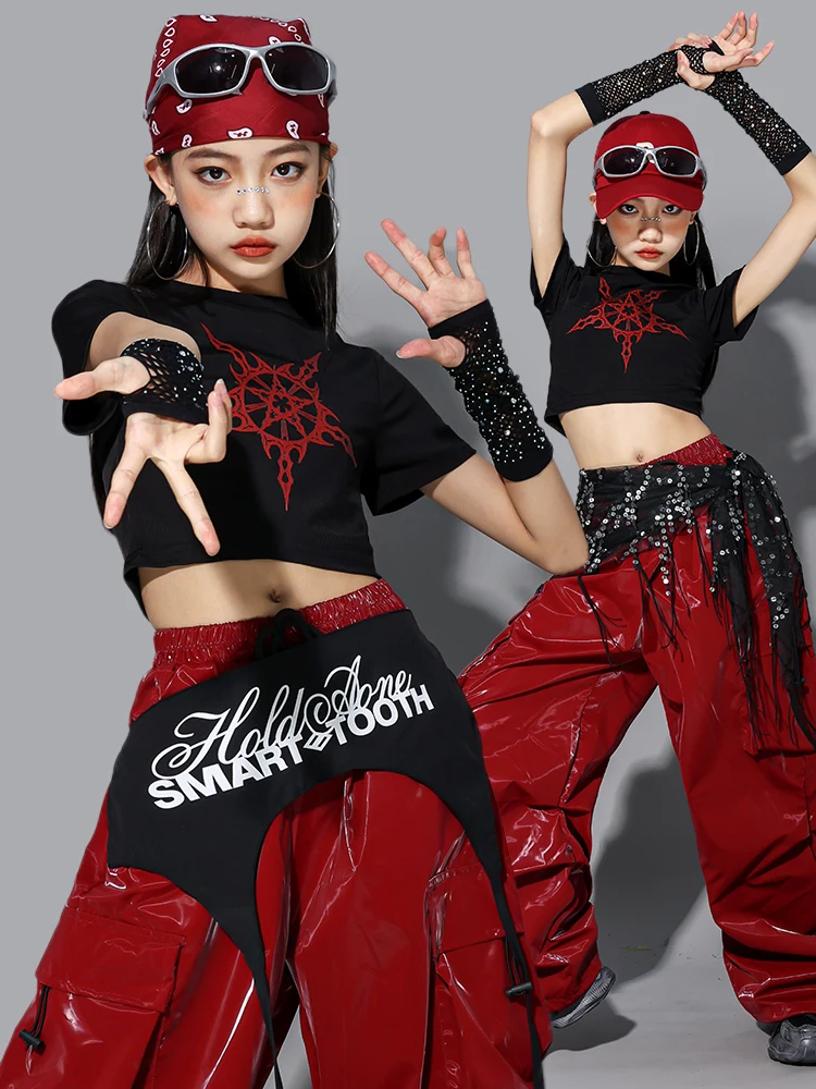 Детская одежда в стиле хип-хоп, одежда для джазовых танцев для девочек, топы для пупка, красные кожаные брюки-карго, умеренная сценическая одежда Kpop BL16746
Детская одежда в стиле хип-хоп, одежда для джазовых танцев для девочек, топы для пупка, красные кожаные брюки-карго, умеренная сценическая одежда Kpop BL16746