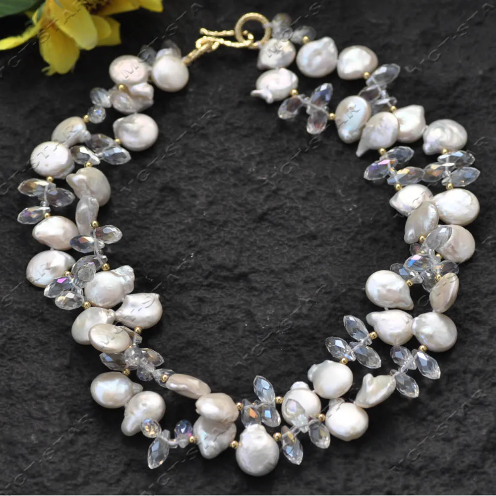 MTC·STAR 2Row 18" 17mm White Baroque Coin Pearl Faceted Drop Crystal Necklace Custom Jewelry (Z13792 )
MTC·STAR 2Row 18" 17mm White Baroque Coin Pearl Faceted Drop Crystal Necklace Custom Jewelry (Z13792 )
