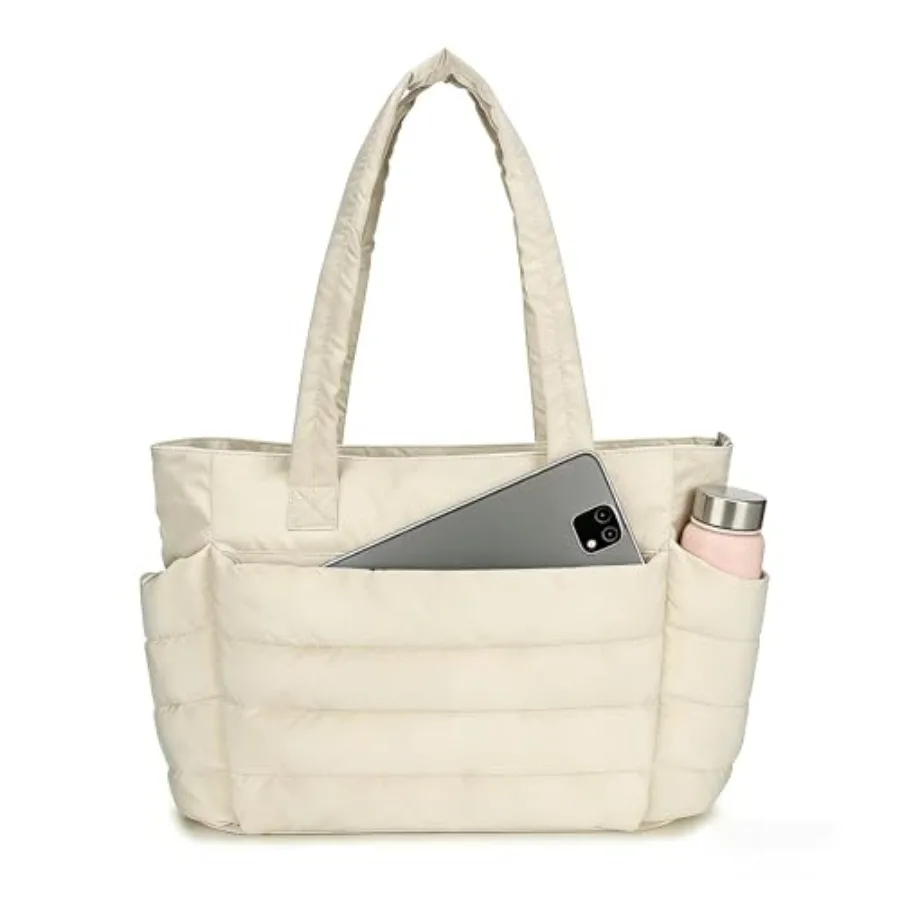 Tote Bag for Women - Lightweight Puffer Tote Work Bags with Compartments, Quilted Shoulder Bag for Nurse, Office, Travel, Gym
Tote Bag for Women - Lightweight Puffer Tote Work Bags with Compartments, Quilted Shoulder Bag for Nurse, Office, Travel, Gym