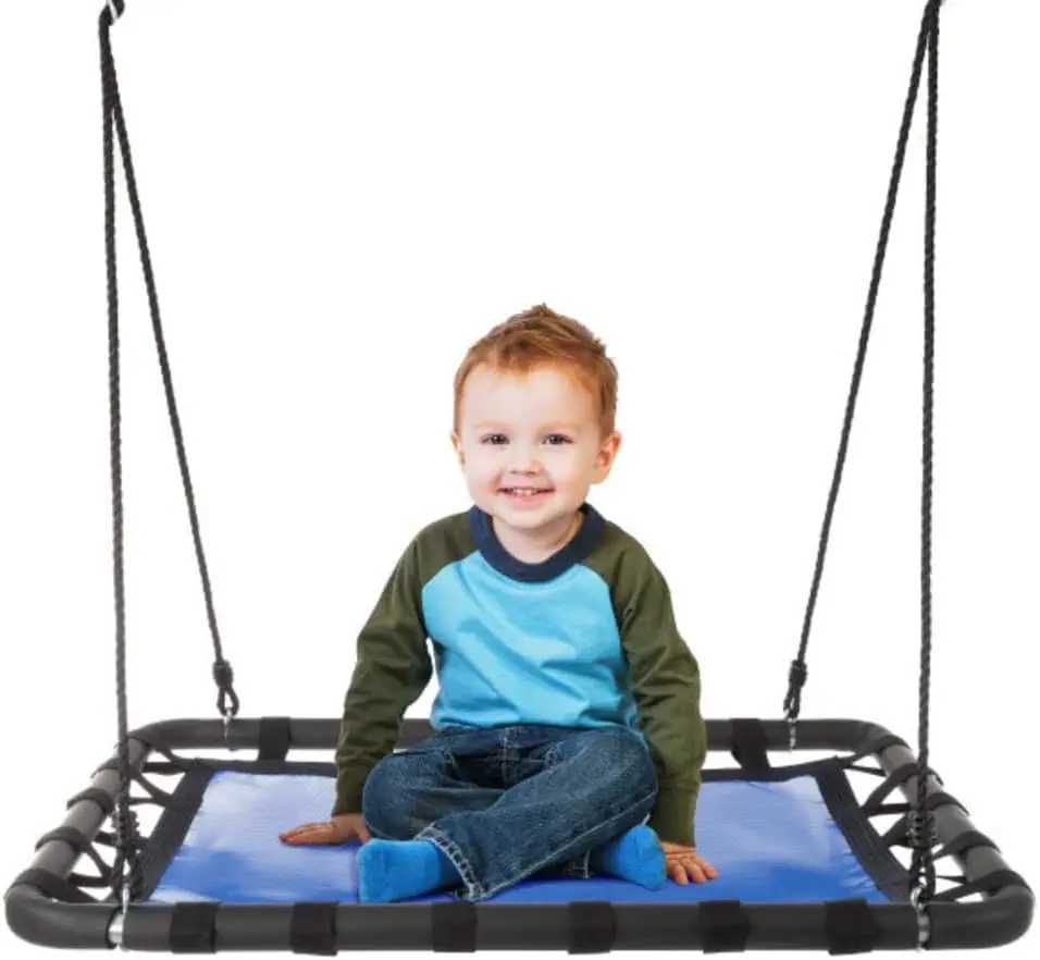 Kids Platform Swing Set with Adjustable Rope for Tree or Playground, Blue/Black, 40x30in
Kids Platform Swing Set with Adjustable Rope for Tree or Playground, Blue/Black, 40x30in