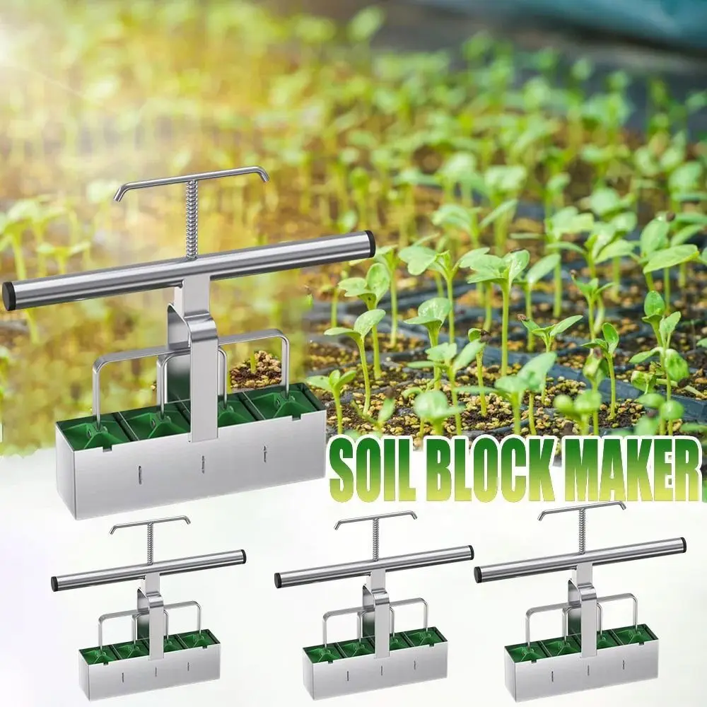 Upgraded Soil Blocker Heavy Duty Practical 4 Cell Soil Block Maker Comfortable Handle 3 Sizes Seed Pins Garden Blocking Tools
Upgraded Soil Blocker Heavy Duty Practical 4 Cell Soil Block Maker Comfortable Handle 3 Sizes Seed Pins Garden Blocking Tools