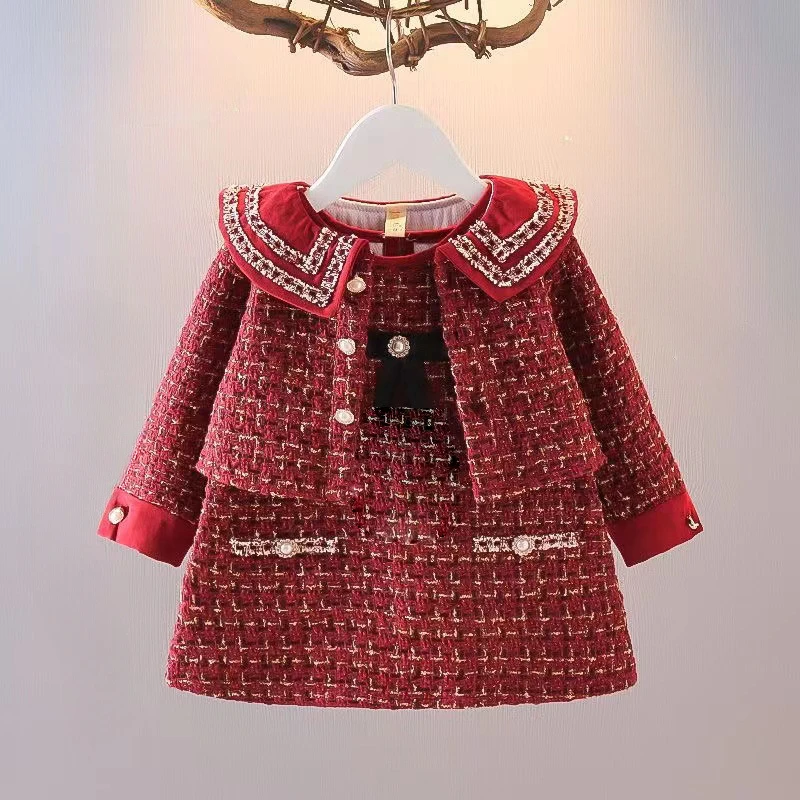 Baby Girl Autumn Winter Sets Clothes Red Plaid Lapel Coat Sleeveless Dress Newborn Toddler Girls Clothing Outfit
Baby Girl Autumn Winter Sets Clothes Red Plaid Lapel Coat Sleeveless Dress Newborn Toddler Girls Clothing Outfit