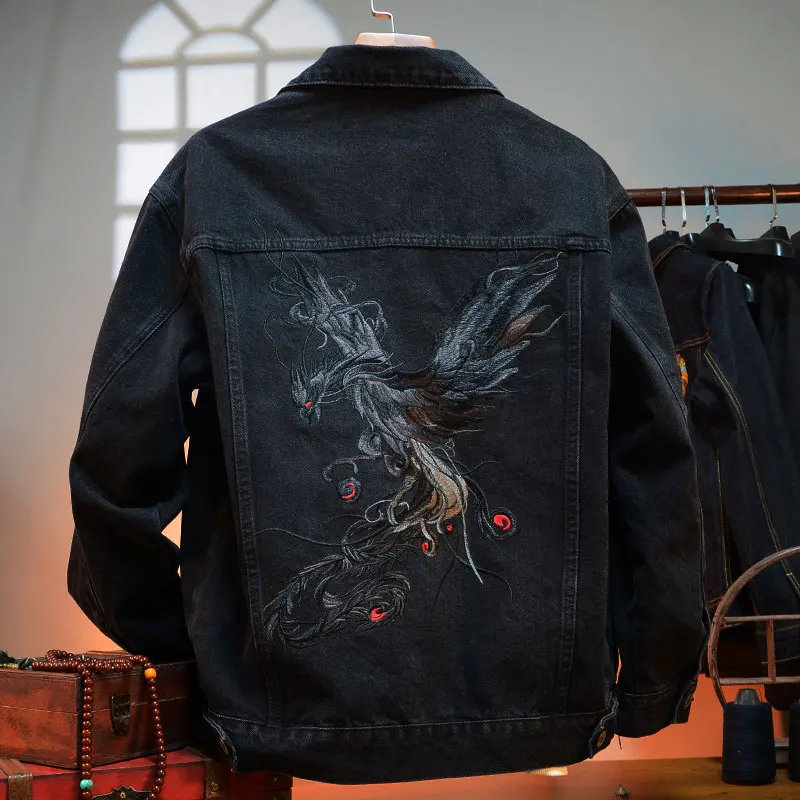 Embroidery Denim Jacket Man Chinese Phoenix Fashion Jean Jacket Men Women Vintage Designer Coat Cool Streetwear High Quality
Embroidery Denim Jacket Man Chinese Phoenix Fashion Jean Jacket Men Women Vintage Designer Coat Cool Streetwear High Quality