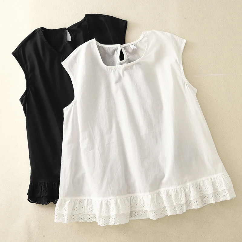 Sweet Artistic Style Summer New round Neck Lace Trim Splicing Linen Vest Women's Casual Fashion Color Sleeveless Top
Sweet Artistic Style Summer New round Neck Lace Trim Splicing Linen Vest Women's Casual Fashion Color Sleeveless Top