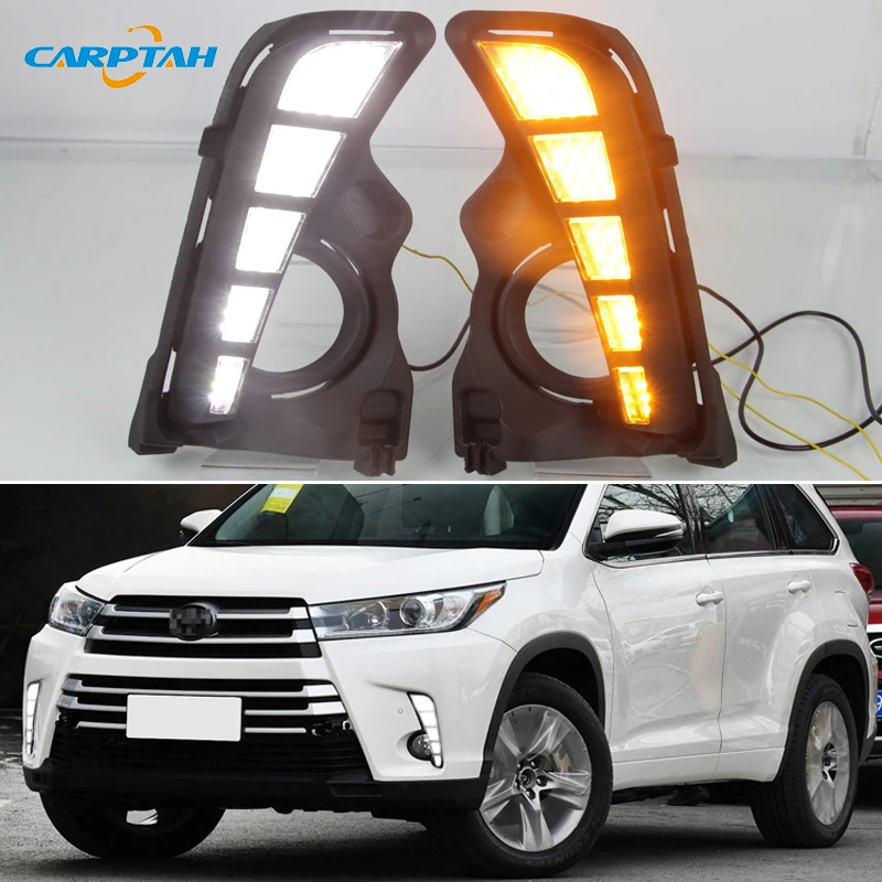 Car LED DRL 12V Daylights For Toyota Highlander 2018 2019 Yellow Turn Signal Daytime Running Headlamps Auto Driving Lamp Foglamp
Car LED DRL 12V Daylights For Toyota Highlander 2018 2019 Yellow Turn Signal Daytime Running Headlamps Auto Driving Lamp Foglamp