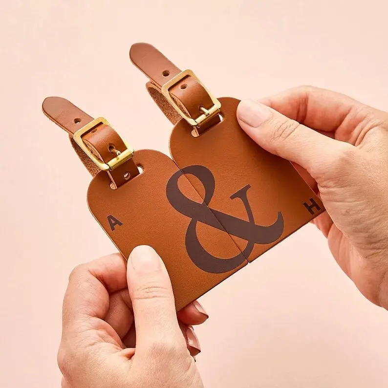 Personalised Couples Leather Luggage Tag Set | His & Hers Luggage Tag Wedding Gift for Honeymoon | Ampersand Initials Leather Lu
Personalised Couples Leather Luggage Tag Set | His & Hers Luggage Tag Wedding Gift for Honeymoon | Ampersand Initials Leather Lu