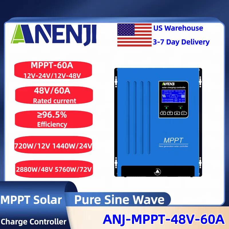 ANENJI MPPT 100A 80A 60A Solar Charger Controller 12V 24V 36V 48V Auto Lifepo4 Battery Charger Solar Panel Regulator Max PV Input 160VDC
ANENJI MPPT 100A 80A 60A Solar Charger Controller 12V 24V 36V 48V Auto Lifepo4 Battery Charger Solar Panel Regulator Max PV Input 160VDC