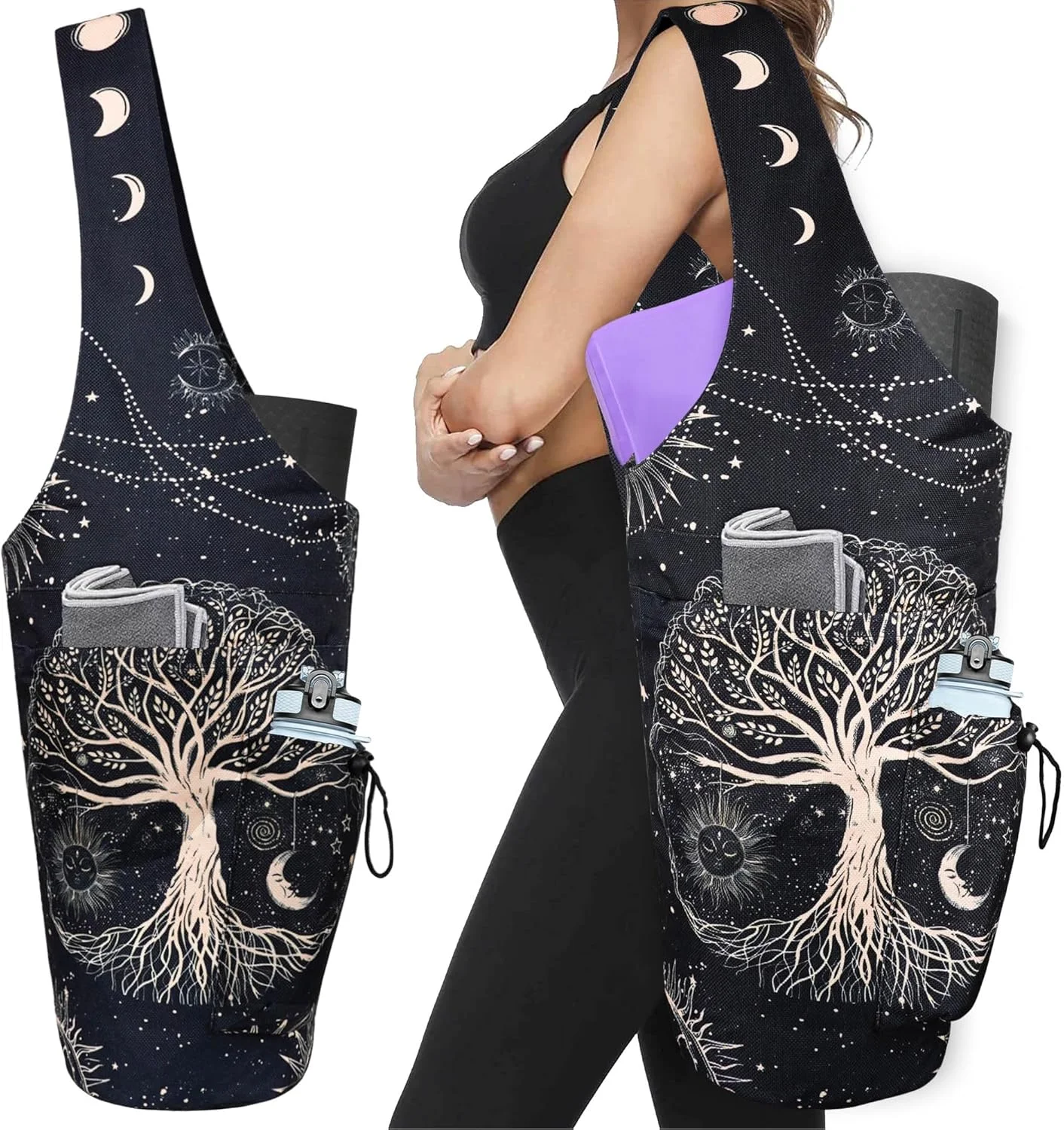 Large Opening Yoga Mat Bag with Waterproof Pocket and Drawstring Bottle Holder - Fits Most Mats
Large Opening Yoga Mat Bag with Waterproof Pocket and Drawstring Bottle Holder - Fits Most Mats