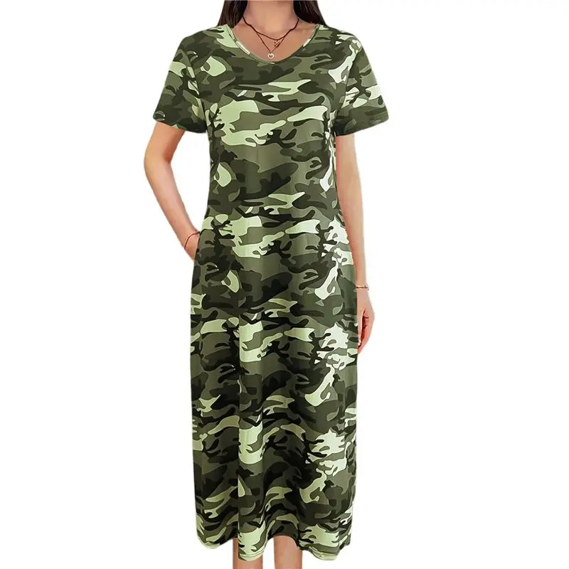 Women's Casual Summer T Shirt Dress Loose Short Sleeve Camo Tunic Dress With Pocket For Women-A74P
Women's Casual Summer T Shirt Dress Loose Short Sleeve Camo Tunic Dress With Pocket For Women-A74P