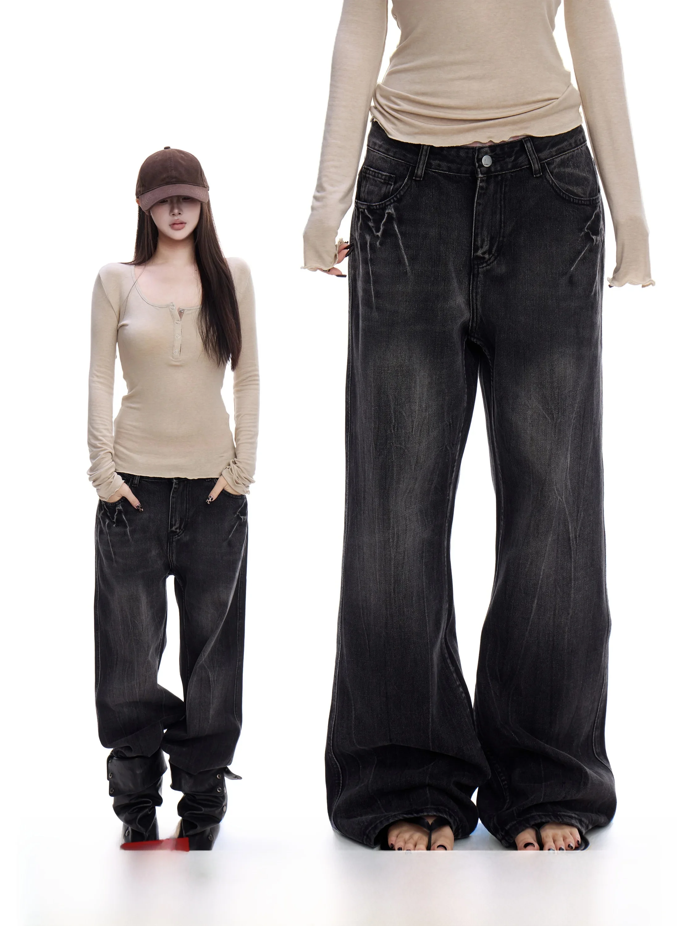 Black Low Waist Straight Leg Jeans Women's Spring New Style Drapey Slimming Washed Denim Casual Cotton Color Pants
Black Low Waist Straight Leg Jeans Women's Spring New Style Drapey Slimming Washed Denim Casual Cotton Color Pants