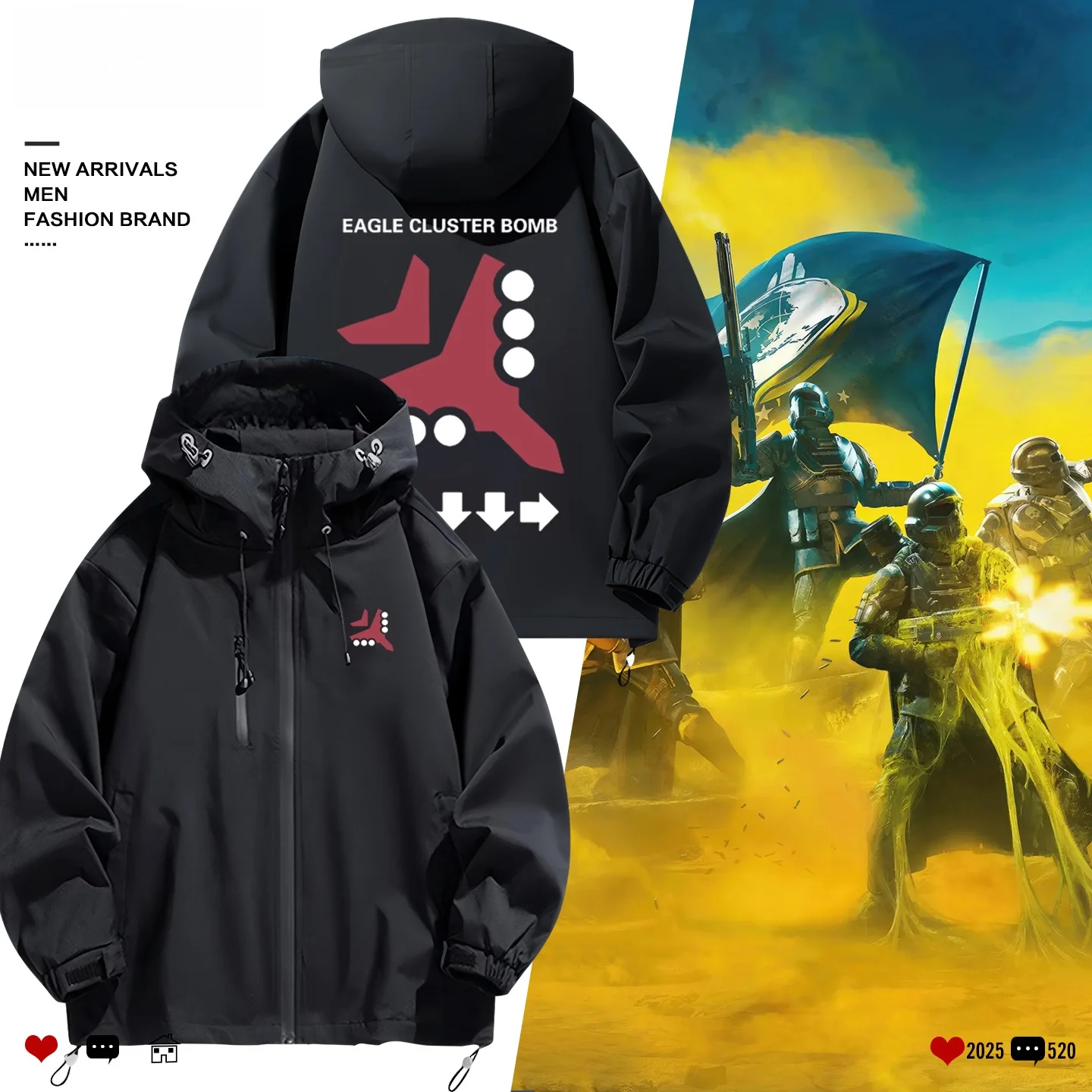 Джанет Hell Divers Collaborative Edition с капюшоном для мальчиков, повседневная ветрозащитная верхняя одежда из полиэфирного волокна Long Sve на молнии
Джанет Hell Divers Collaborative Edition с капюшоном для мальчиков, повседневная ветрозащитная верхняя одежда из полиэфирного волокна Long Sve на молнии