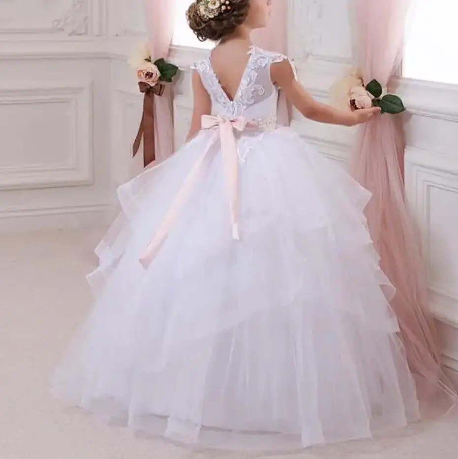 White Flower Girl Dress Applique Lace Princess Dress For Girl Sleeveless First Communion Dresses Child Wedding Party Dress
White Flower Girl Dress Applique Lace Princess Dress For Girl Sleeveless First Communion Dresses Child Wedding Party Dress