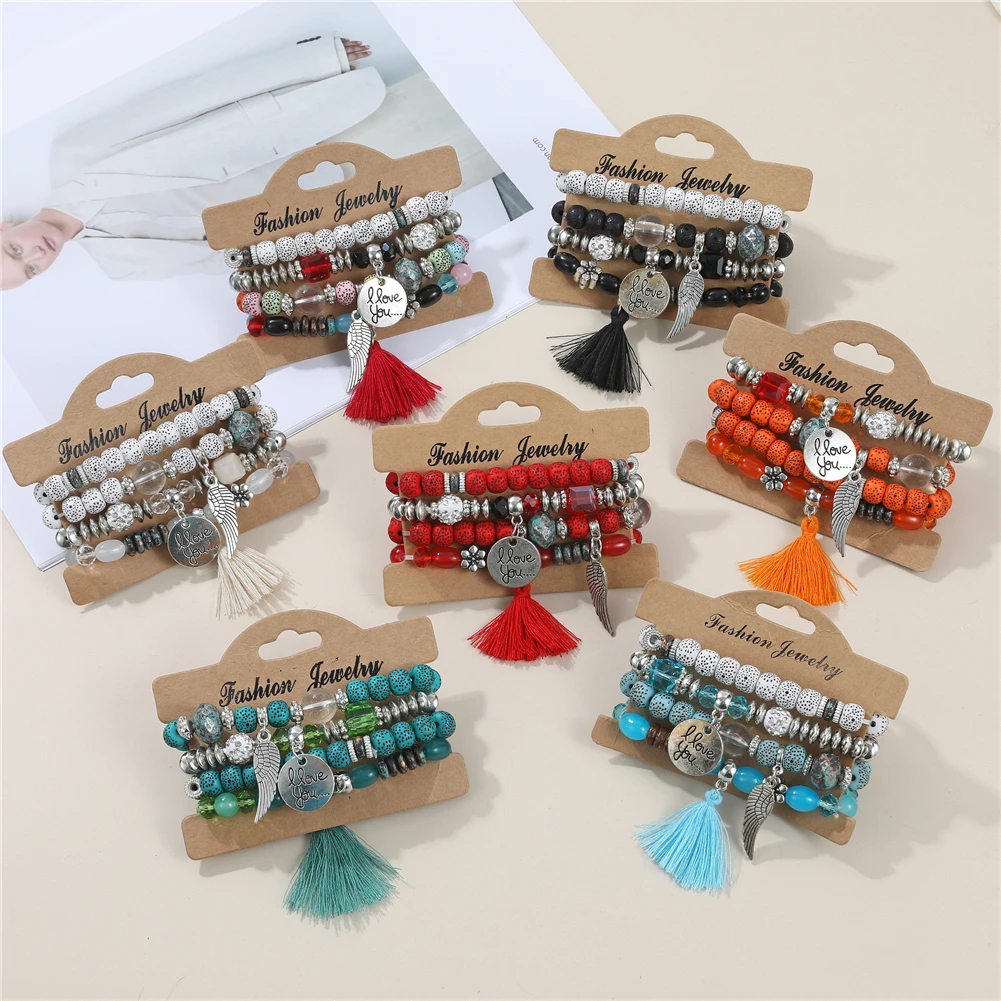 4-piece/set Charm Fashion Colored Beaded Tassel Bracelet, Bohemian Style Bracelet Set Colored Round Bead Bracelet
4-piece/set Charm Fashion Colored Beaded Tassel Bracelet, Bohemian Style Bracelet Set Colored Round Bead Bracelet