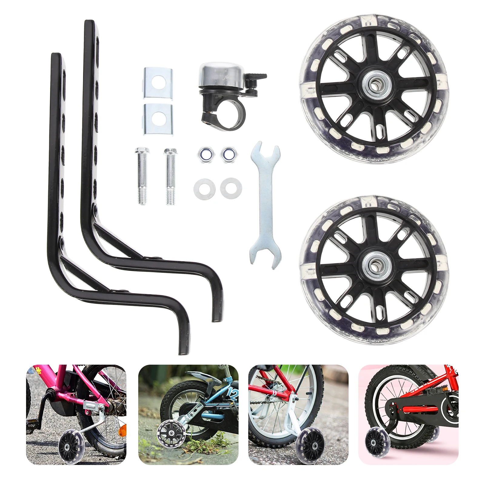 1Set Training Wheels Heavy Duty Stable Slip Resistant Adjustable Replacement Bike Wheels for Safe Riding Accessory