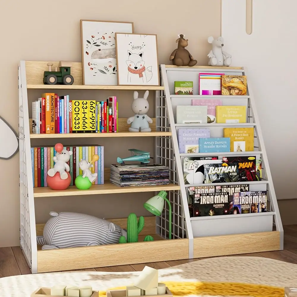 Kids Book Shelf,4 Tier Wooden Bookshelf,5 Layer Sling Children Bookcase,Toy Organizer Cabinet Chest,Book Display Shelf With
Kids Book Shelf,4 Tier Wooden Bookshelf,5 Layer Sling Children Bookcase,Toy Organizer Cabinet Chest,Book Display Shelf With