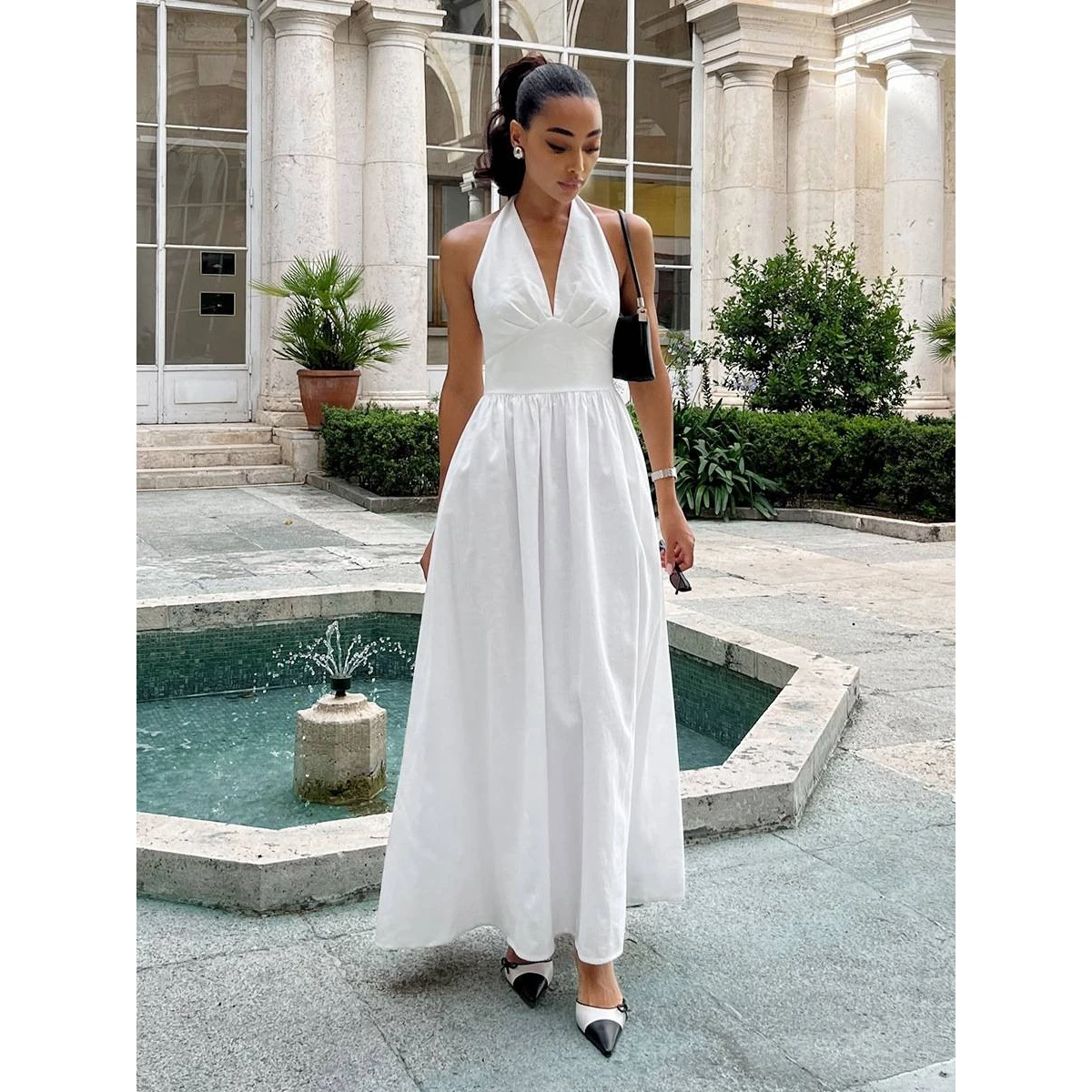 Pure Cotton Maxi Dress Women's V-neck Tie Waist Summer Spring Casual Style A-line Skirt Gown Long Evening Gown
Pure Cotton Maxi Dress Women's V-neck Tie Waist Summer Spring Casual Style A-line Skirt Gown Long Evening Gown
