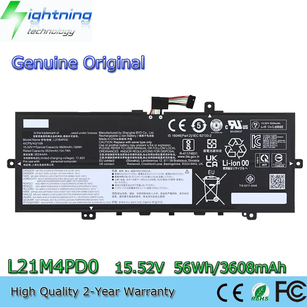 Оригинальная батарея L21M4PD0 L21C4PD0 15.52V 56Wh для Lenovo ThinkBook 13s G4 ARB IAP 13x G2 IAP
Оригинальная батарея L21M4PD0 L21C4PD0 15.52V 56Wh для Lenovo ThinkBook 13s G4 ARB IAP 13x G2 IAP