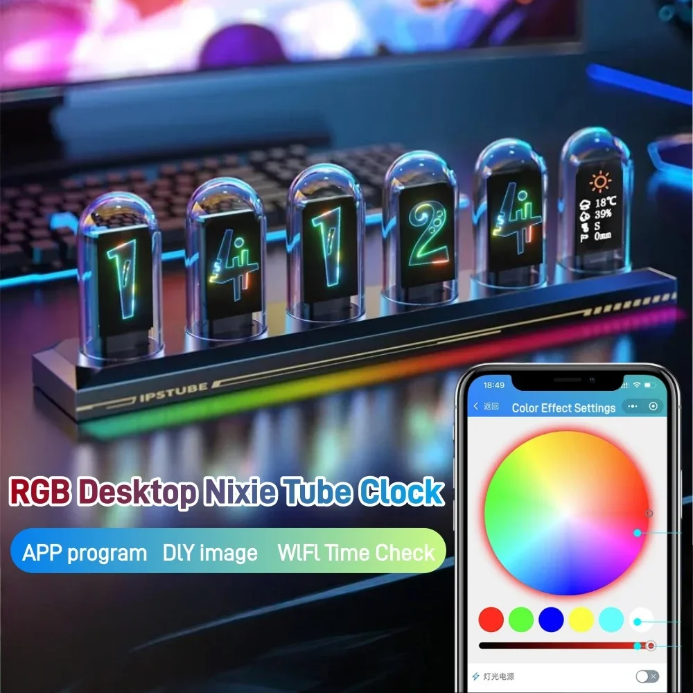 Cyberpunk RGB Desktop Nixie Tube Clock, IPS Color Screen DIY Analog Digital Tube,Cool Gadget for Gaming Room & Office Decor
Cyberpunk RGB Desktop Nixie Tube Clock, IPS Color Screen DIY Analog Digital Tube,Cool Gadget for Gaming Room & Office Decor