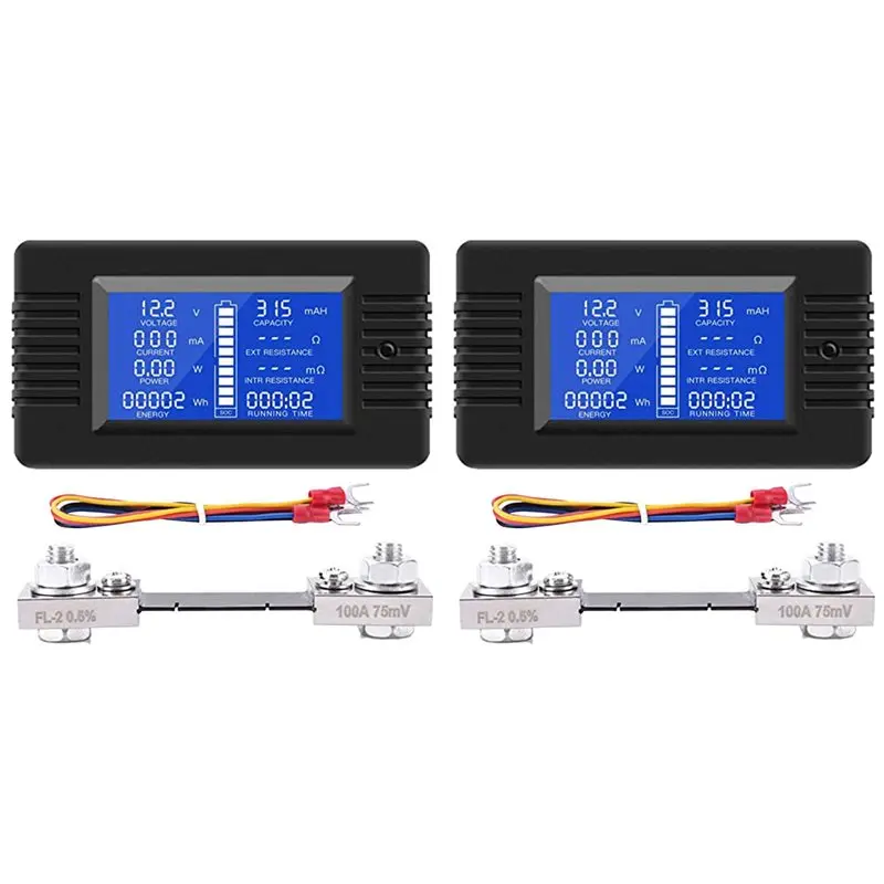 AT44-2X DC Battery Monitor Power Meter Ammeter Digital DC 0-200V Shunt 100A Multimeter, Meter Voltmeter Capacity Tester
AT44-2X DC Battery Monitor Power Meter Ammeter Digital DC 0-200V Shunt 100A Multimeter, Meter Voltmeter Capacity Tester