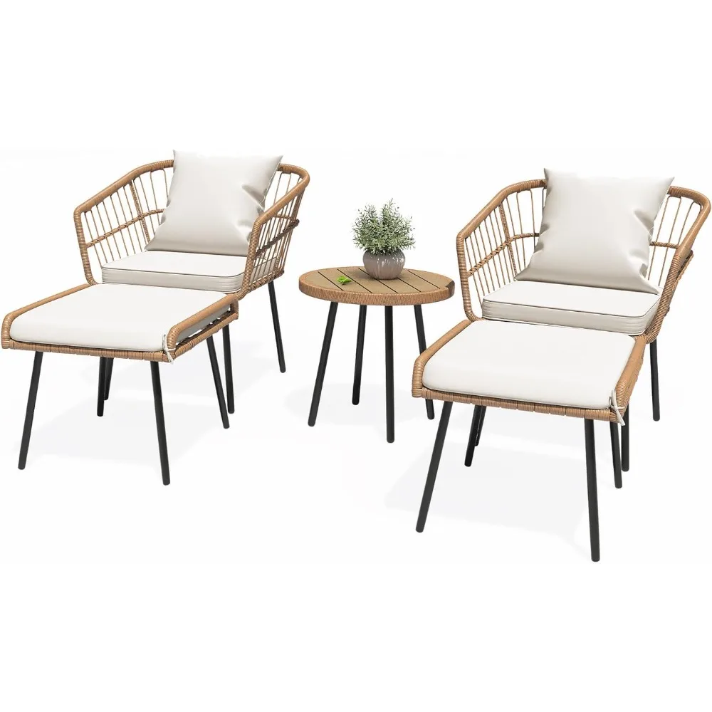 5-Piece Outdoor Wicker Furniture Set,All-Weather Patio Bistro Set with Footrest,Small Patio Conversation Set for Balcony Outside
5-Piece Outdoor Wicker Furniture Set,All-Weather Patio Bistro Set with Footrest,Small Patio Conversation Set for Balcony Outside