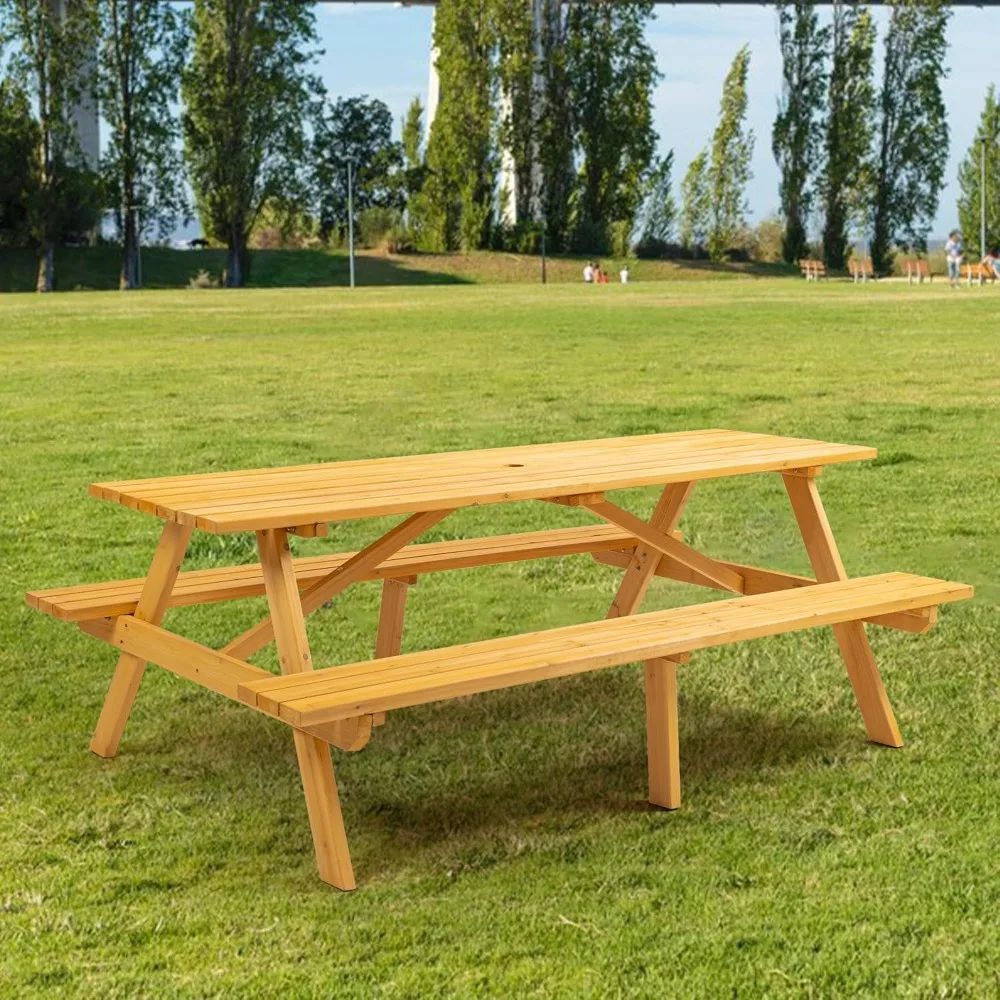 Picnic Table with Bench for 8 Person Outdoor Wooden Rectangle Table for Patio Garden Backyard Large Outside Dining Table Set wit
Picnic Table with Bench for 8 Person Outdoor Wooden Rectangle Table for Patio Garden Backyard Large Outside Dining Table Set wit