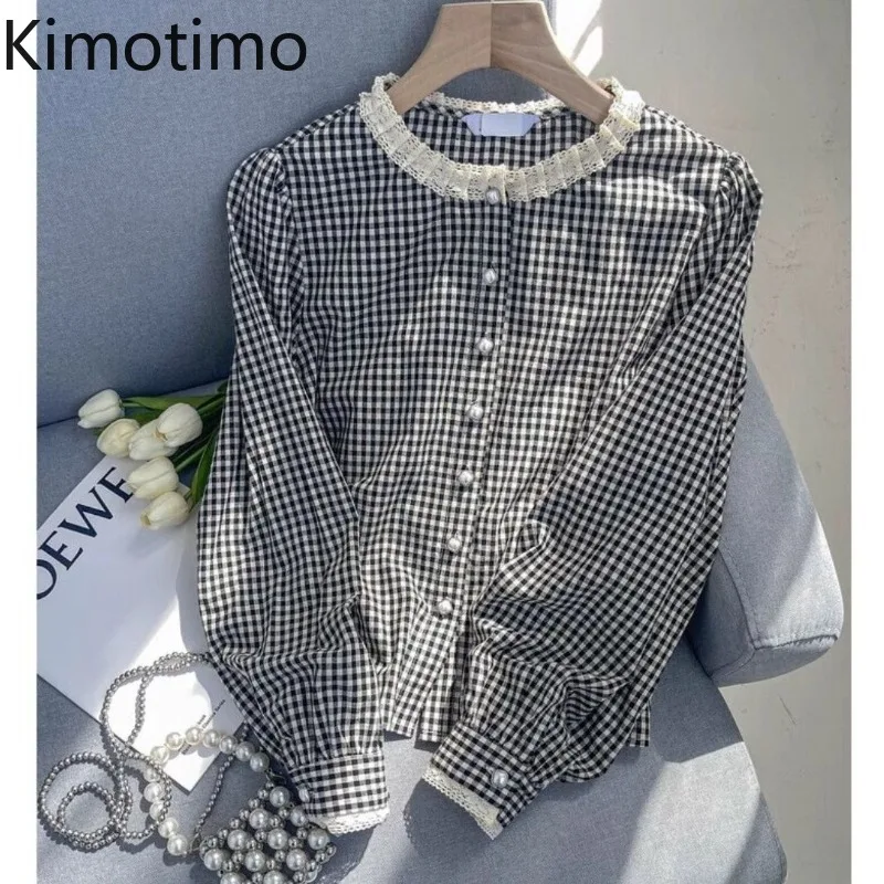Kimotimo, кружевные клетчатые рубашки с рюшами и круглым вырезом, женские весенние винтажные свободные блузки на пуговицах, модные универсальные женские топы с пышными рукавами
Kimotimo, кружевные клетчатые рубашки с рюшами и круглым вырезом, женские весенние винтажные свободные блузки на пуговицах, модные универсальные женские топы с пышными рукавами