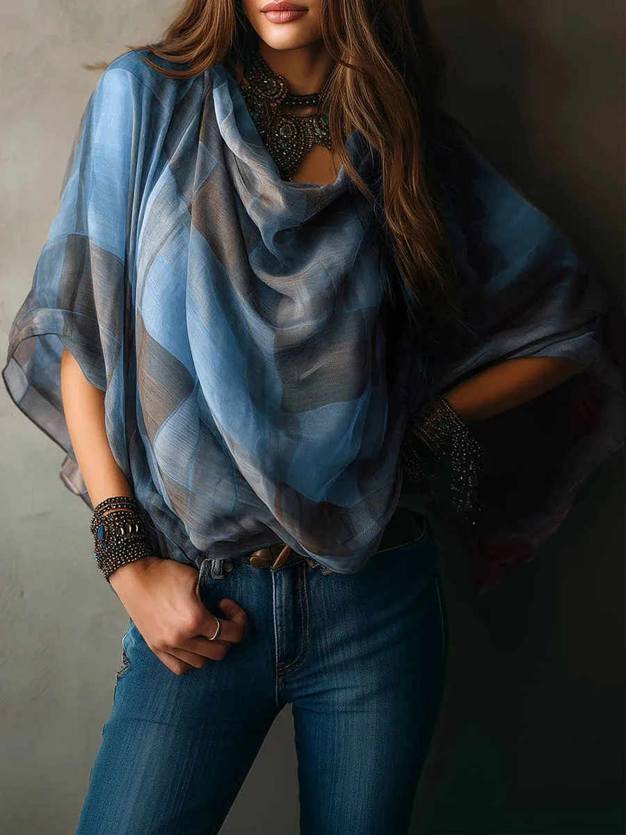 Draped Neckline Plaid Print Summer Blouse Women 2026 Sexy V-neck Batwing Sleeve Chiffon Shirts New Loose Elegant Casual Tops
Draped Neckline Plaid Print Summer Blouse Women 2026 Sexy V-neck Batwing Sleeve Chiffon Shirts New Loose Elegant Casual Tops