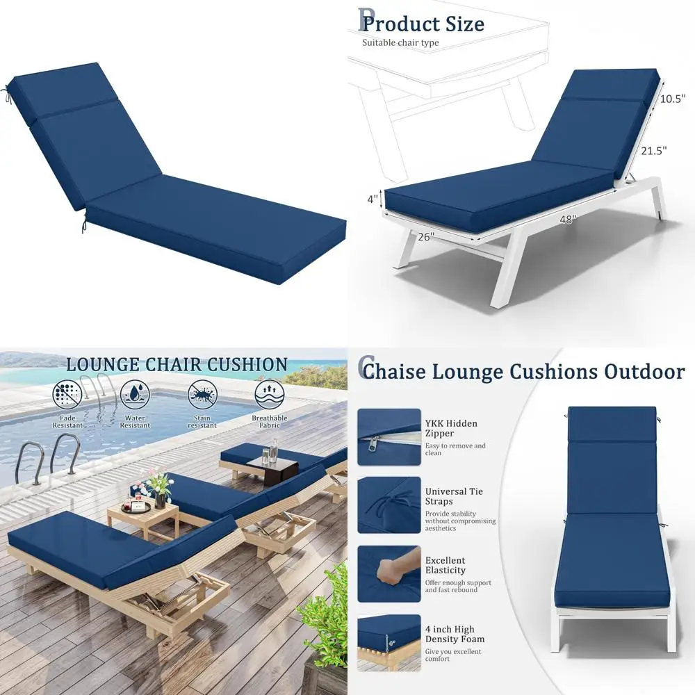 Уличные пенопластовые шезлонги высокой плотности 80x26x4, водонепроницаемые с завязками для мебели для патио
Уличные пенопластовые шезлонги высокой плотности 80x26x4, водонепроницаемые с завязками для мебели для патио