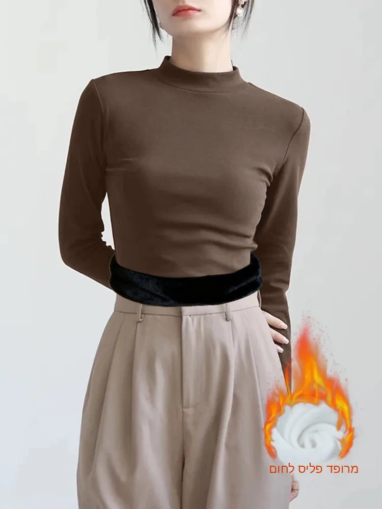 Thickened Fleece Long Sleeve Stand Collar Thermal T-Shirt Women's Slim Fit Inner Wear Silver Velvet Warm Top Ladies' Unde...
Thickened Fleece Long Sleeve Stand Collar Thermal T-Shirt Women's Slim Fit Inner Wear Silver Velvet Warm Top Ladies' Unde...