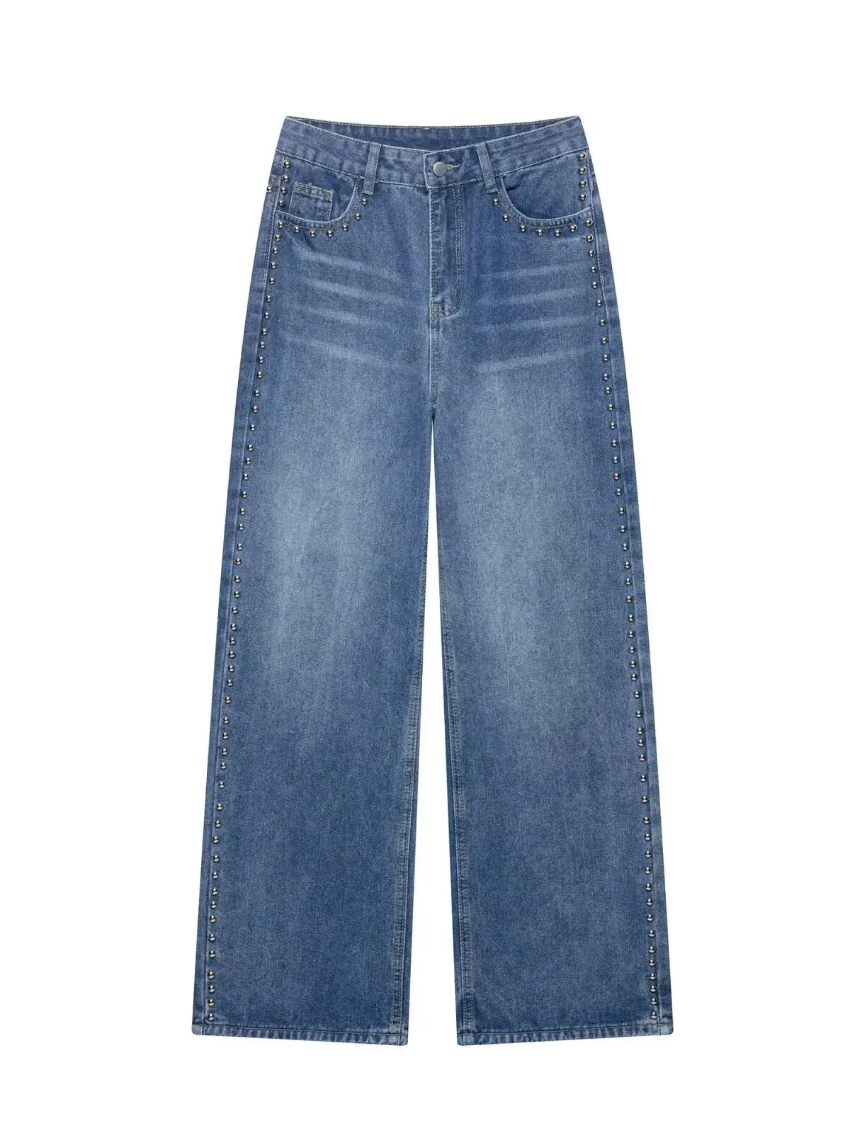 2025 New Fashion Women's Metal Rivet Peplum Jeans Pants Asymmetric Designer Female High Waist Wide Leg Casual Straight Trousers
2025 New Fashion Women's Metal Rivet Peplum Jeans Pants Asymmetric Designer Female High Waist Wide Leg Casual Straight Trousers