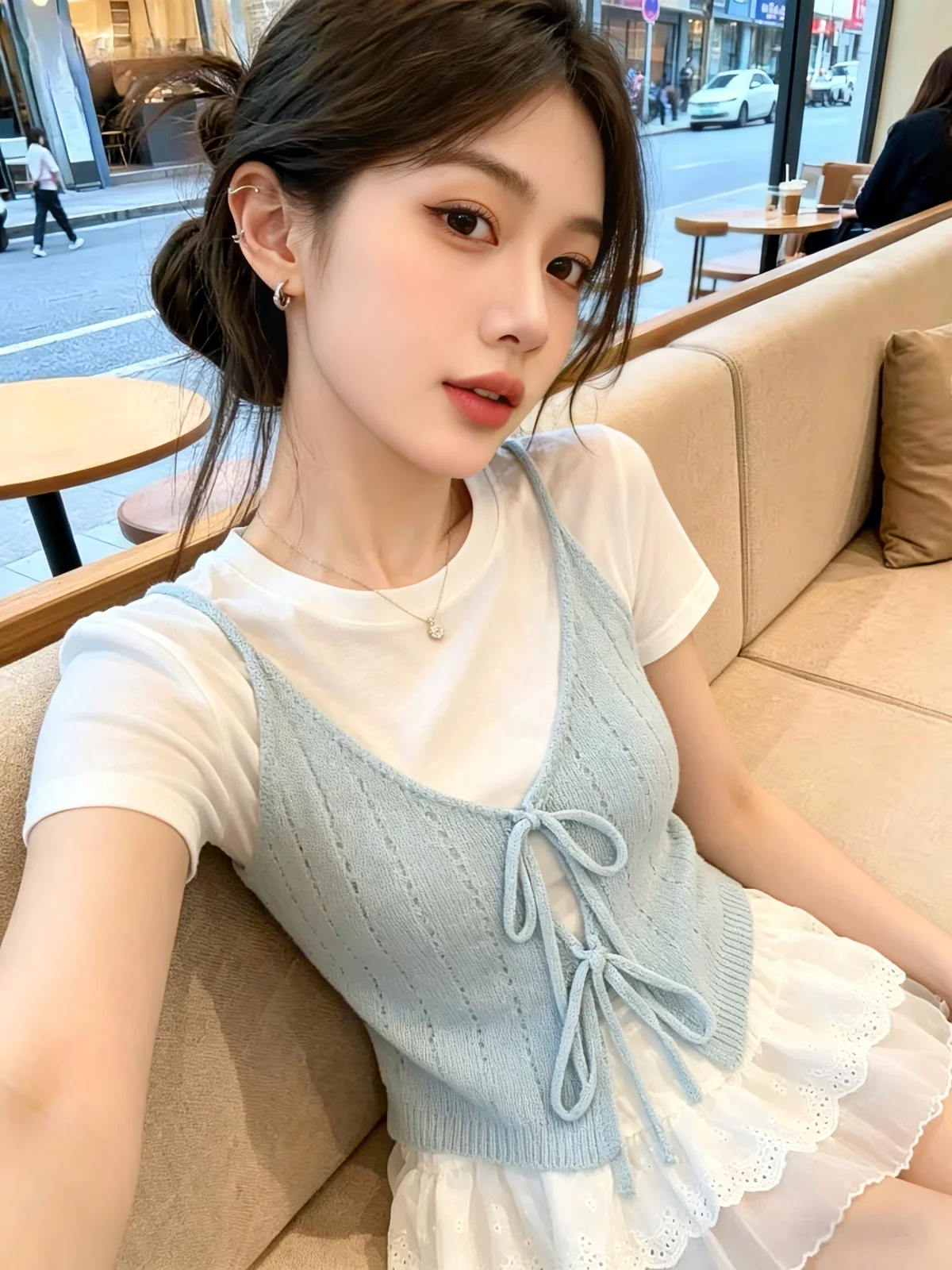 Summer New Style Lace Splicing Knitted Strap Top Women's Sweet Anti-aging Two-piece Set Self-retention Model Straight Tube Type
Summer New Style Lace Splicing Knitted Strap Top Women's Sweet Anti-aging Two-piece Set Self-retention Model Straight Tube Type