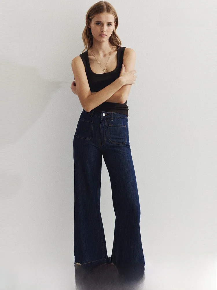 H&M Women's Straight Leg Wide Leg Jeans Summer New Raseel Cotton Blend High Waist Classic Style Four Seasons Ladies Trousers
H&M Women's Straight Leg Wide Leg Jeans Summer New Raseel Cotton Blend High Waist Classic Style Four Seasons Ladies Trousers