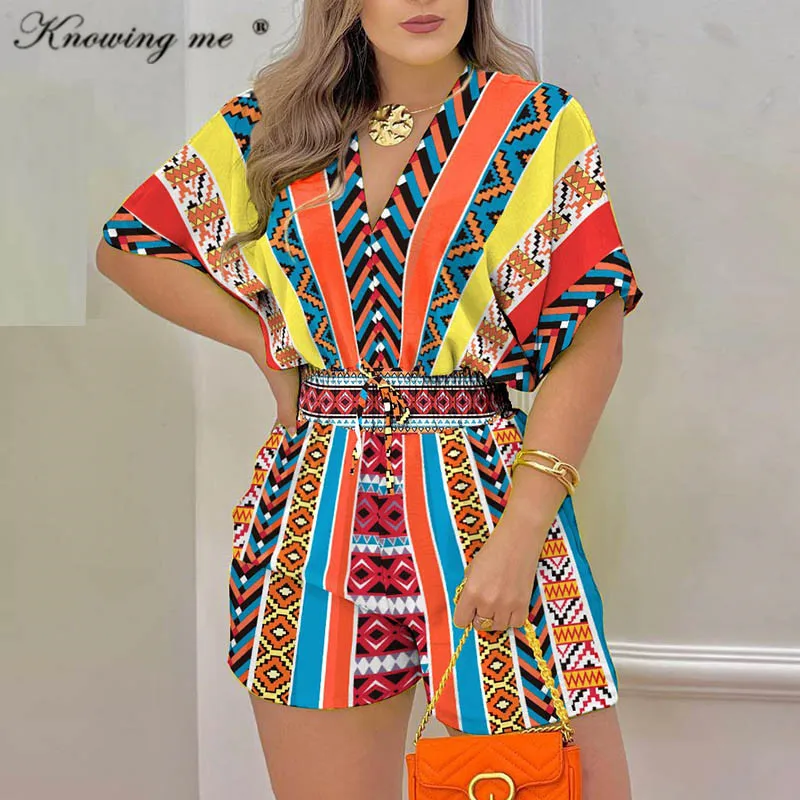 Ethnic style print Romper Women Summer short sleeve Jumpsuit Female sexy V neck drawsting Elastic waist playsuit casual outfit
Ethnic style print Romper Women Summer short sleeve Jumpsuit Female sexy V neck drawsting Elastic waist playsuit casual outfit