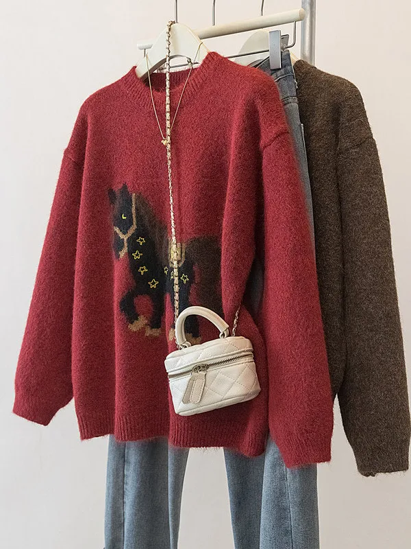 Красный вязаный свитер женский зимний 2026 года, модный повседневный свободный крой, визуально стройнящий, вязаный топ-накидка
Красный вязаный свитер женский зимний 2026 года, модный повседневный свободный крой, визуально стройнящий, вязаный топ-накидка