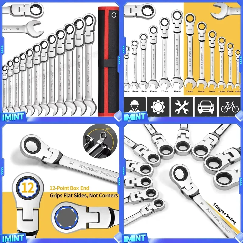 Flex Head Ratcheting Wrench Set,Combination Ended Spanner kits, Chrome Vanadium Steel Hand Tools Socket Key Ratchet Wrench
Flex Head Ratcheting Wrench Set,Combination Ended Spanner kits, Chrome Vanadium Steel Hand Tools Socket Key Ratchet Wrench