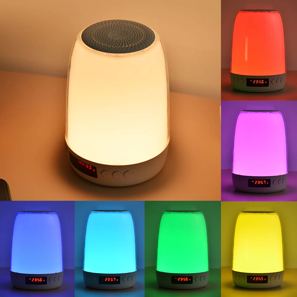 Touching Control Dimmable Bedside Night Light with Alarm Clock Portable BT Music Player Rechargeable Color Chang LED Night Lamp
Touching Control Dimmable Bedside Night Light with Alarm Clock Portable BT Music Player Rechargeable Color Chang LED Night Lamp