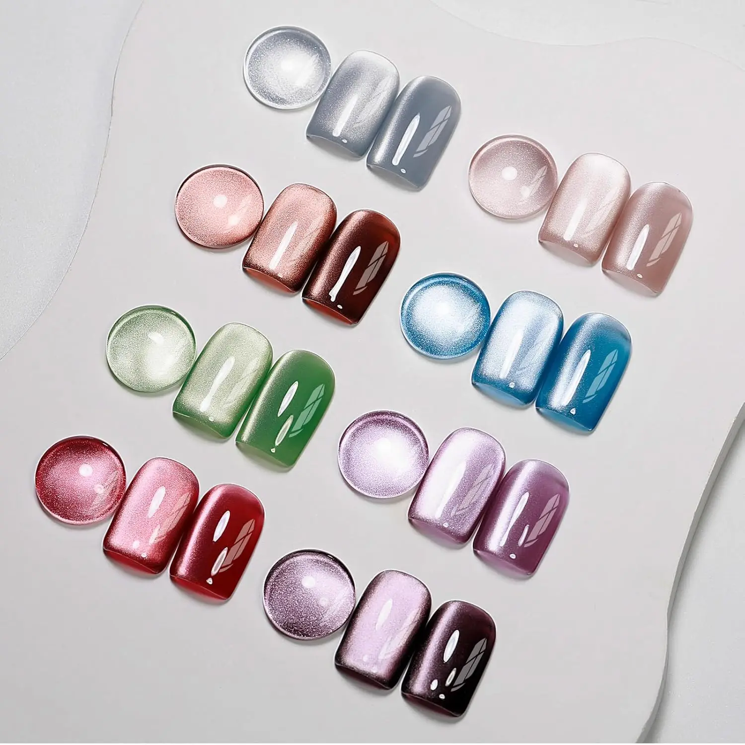 8 Colors Cat Eye Gel Nail Polish Set with Magnet Stick, Holographic Shimmer, Soak Off Nail Art Salon DIY Gift
8 Colors Cat Eye Gel Nail Polish Set with Magnet Stick, Holographic Shimmer, Soak Off Nail Art Salon DIY Gift