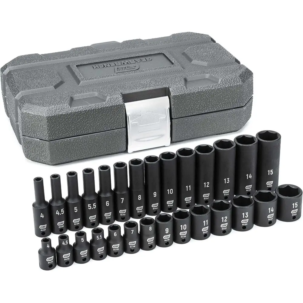 28 Piece 1/4 Inch Drive 6 Point Metric Stand and Deep Impact Socket Set
28 Piece 1/4 Inch Drive 6 Point Metric Stand and Deep Impact Socket Set