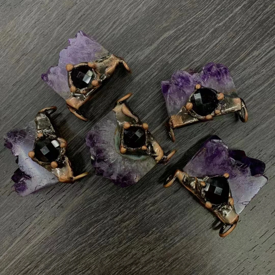 3pcs Viking Style Pendant Natural Amethyst Crystal Stone Rock Cluster Healing Energy Stone Pendant Vintage Copper Plated
3pcs Viking Style Pendant Natural Amethyst Crystal Stone Rock Cluster Healing Energy Stone Pendant Vintage Copper Plated