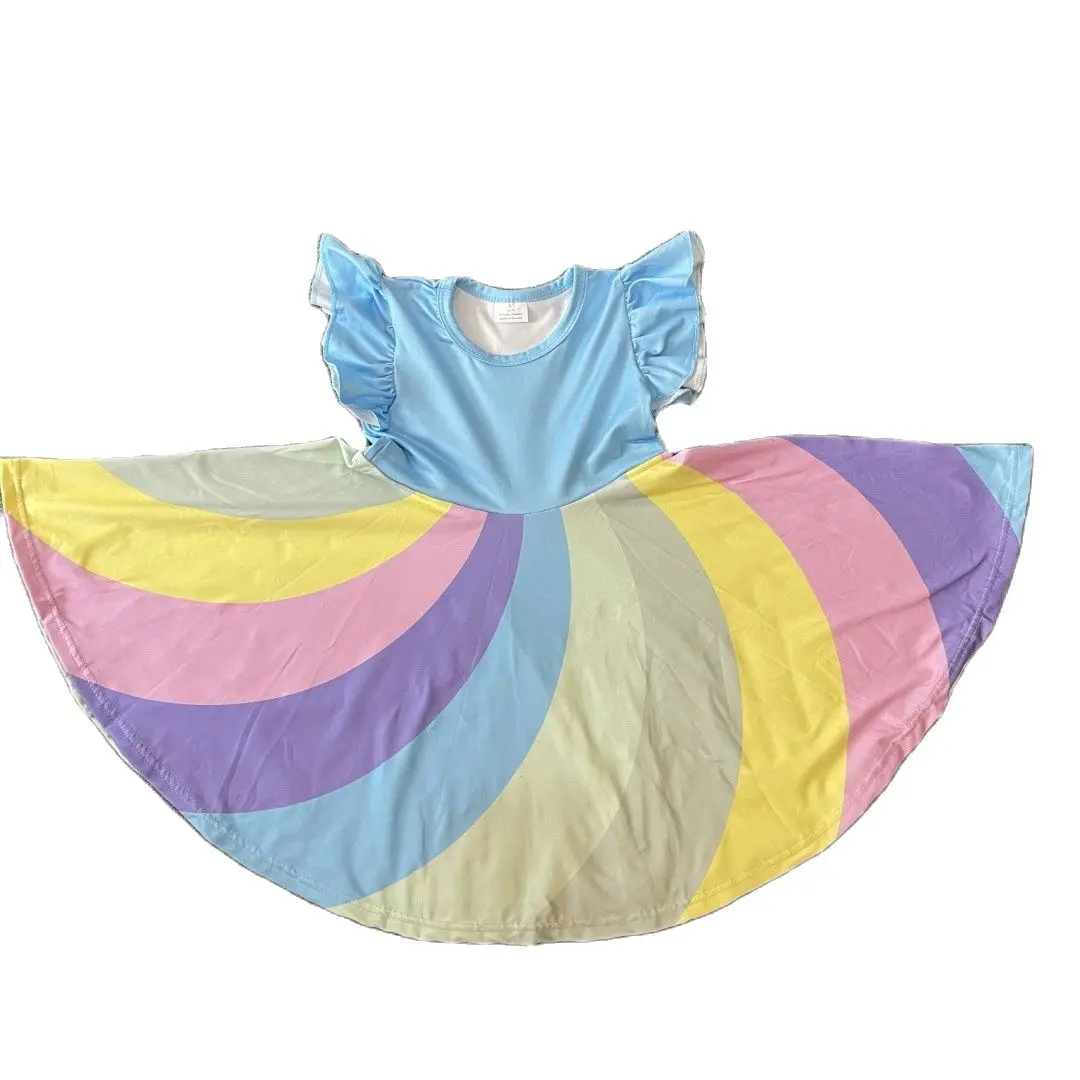 Boutique Girls Clothing Summer Short Sleeve Knee Length Dress Cute Rainbow Dress Children's Clothing Wholesale
Boutique Girls Clothing Summer Short Sleeve Knee Length Dress Cute Rainbow Dress Children's Clothing Wholesale