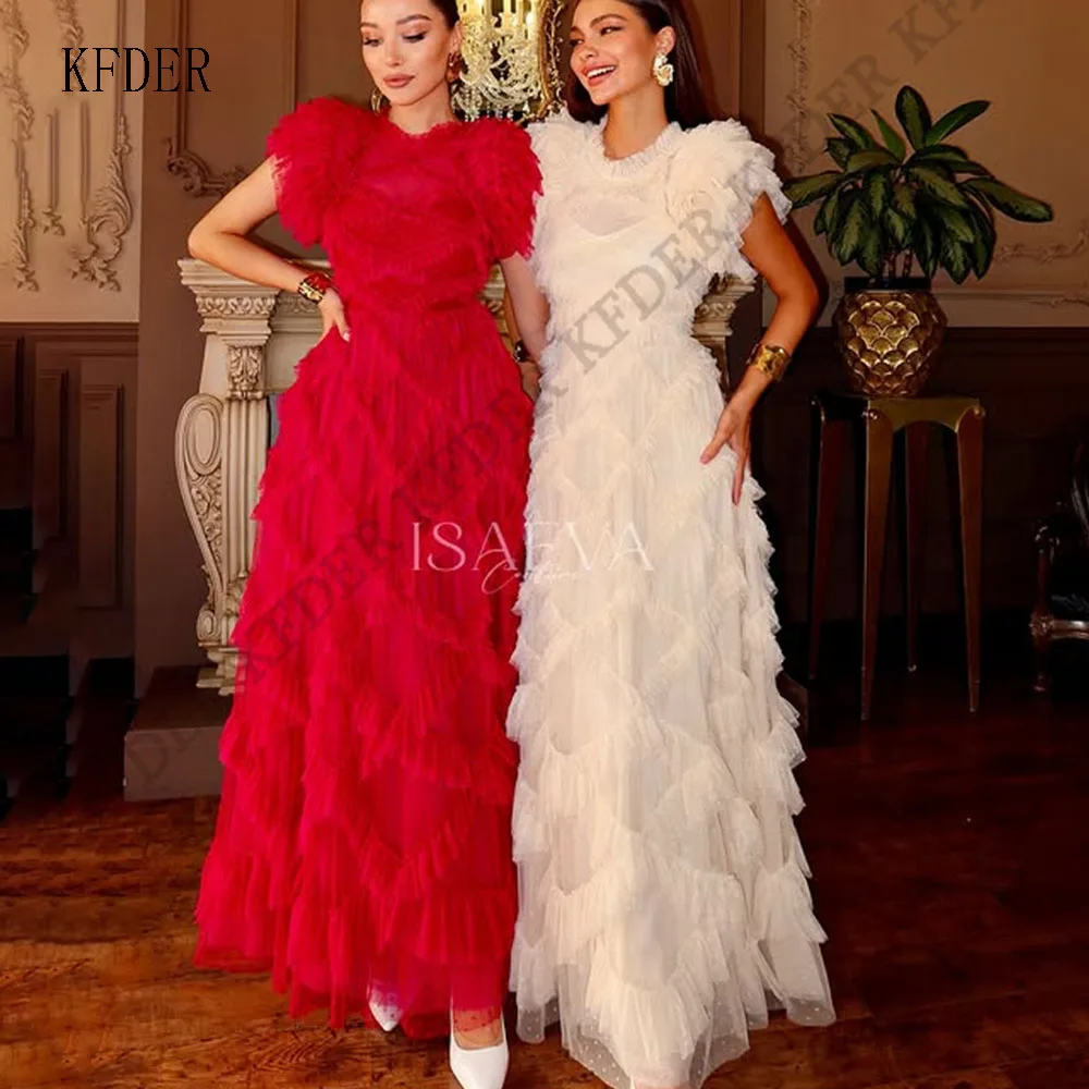 Red White O Neck Evening Dress Tulle Ruched Gala Party Dress Women's Formal Evening Gown Layered Prom Dress Customized
Red White O Neck Evening Dress Tulle Ruched Gala Party Dress Women's Formal Evening Gown Layered Prom Dress Customized