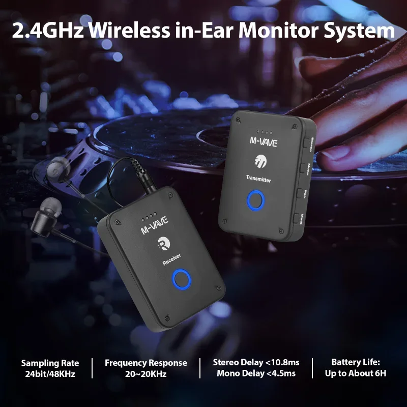 M-VAVE WP-9/WP-10 Wireless Earphone Monitor Transmission System Rechargeable 2.4GHz Transmitter Receiver Mono/Stereo Switch
M-VAVE WP-9/WP-10 Wireless Earphone Monitor Transmission System Rechargeable 2.4GHz Transmitter Receiver Mono/Stereo Switch