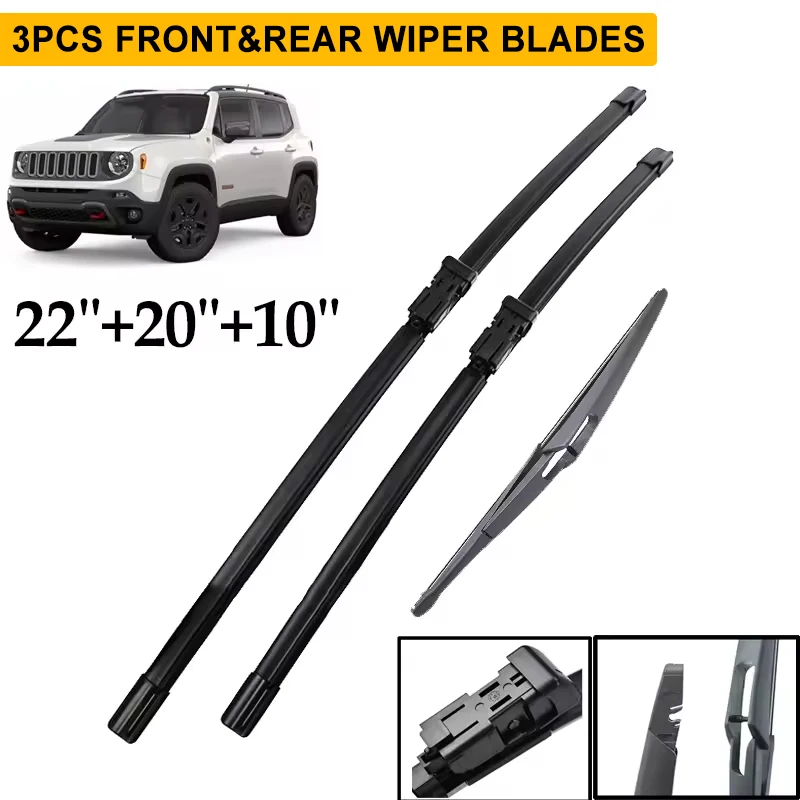 Wiper Front & Rear Wiper Blades Set For Jeep Renegade BU 2014 - 2023 Windshield Windscreen Clean Window 22"+20"+10"
Wiper Front & Rear Wiper Blades Set For Jeep Renegade BU 2014 - 2023 Windshield Windscreen Clean Window 22"+20"+10"